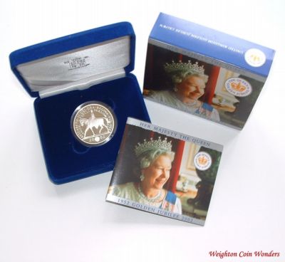 2002 Silver Proof £5 Crown – QE II Golden Jubilee - Click Image to Close